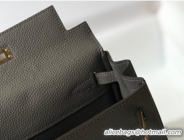 Super Quality Hermes Kelly Ado Backpack 22cm in Togo Leather H0210 Steel Grey/Gold (Half Handmade)