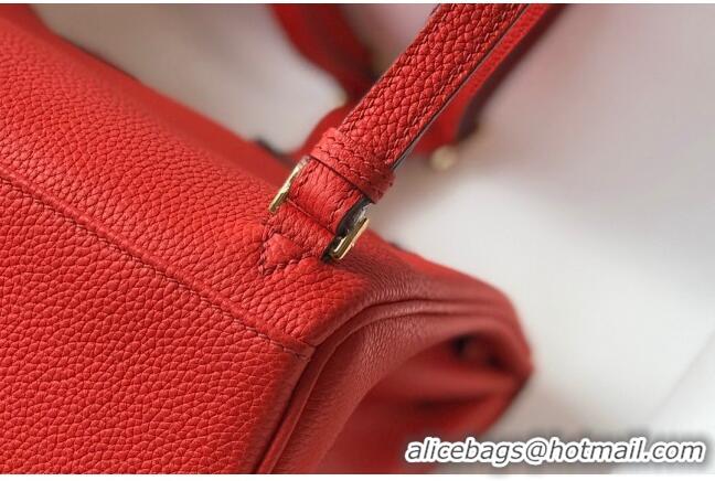 Well Crafted Hermes Kelly Ado Backpack 22cm in Togo Leather H0210 Red/Gold (Half Handmade)