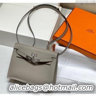 Super Quality Hermes Kelly Danse Bag 22cm in Evercolor Leather Pitch H1501 Grey/Silver (Half Handmade)