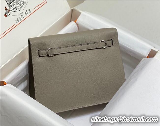 Super Quality Hermes Kelly Danse Bag 22cm in Evercolor Leather Pitch H1501 Grey/Silver (Half Handmade)