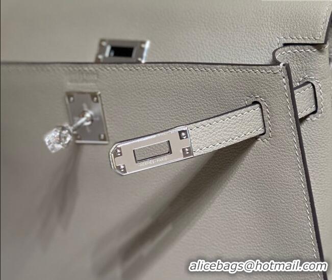 Super Quality Hermes Kelly Danse Bag 22cm in Evercolor Leather Pitch H1501 Grey/Silver (Half Handmade)