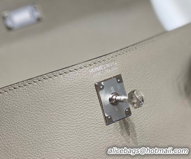 Super Quality Hermes Kelly Danse Bag 22cm in Evercolor Leather Pitch H1501 Grey/Silver (Half Handmade)