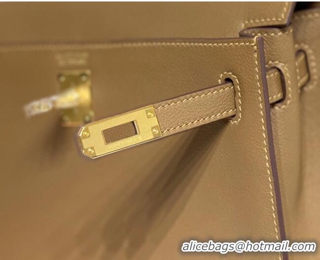 Famous Brand Hermes Kelly Danse Bag 22cm in Evercolor Leather H1501 Weimaraner Beige (Half Handmade)