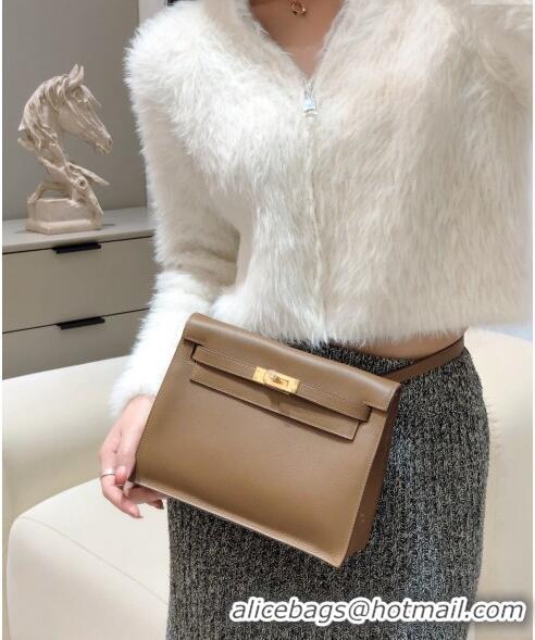 Famous Brand Hermes Kelly Danse Bag 22cm in Evercolor Leather H1501 Weimaraner Beige (Half Handmade)