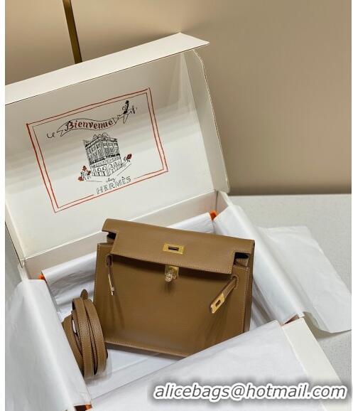 Famous Brand Hermes Kelly Danse Bag 22cm in Evercolor Leather H1501 Weimaraner Beige (Half Handmade)