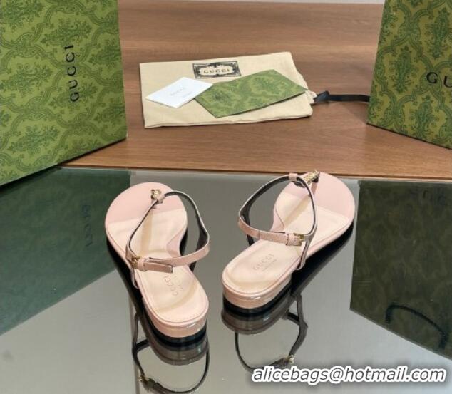 Top Grade Gucci Signoria Leather Flat Thong Sandals Pink 427067