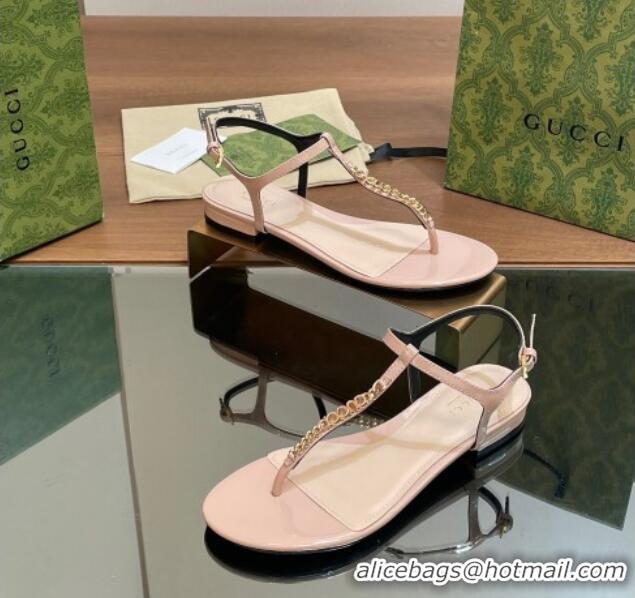 Top Grade Gucci Signoria Leather Flat Thong Sandals Pink 427067