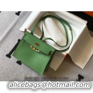 Super Quality Hermes Kelly Danse Bag 22cm in Evercolor Leather H1501 Avocado Green (Half Handmade)