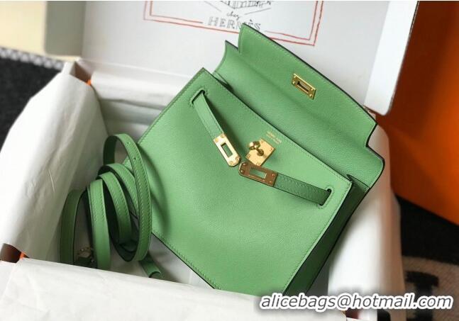 Super Quality Hermes Kelly Danse Bag 22cm in Evercolor Leather H1501 Avocado Green (Half Handmade)