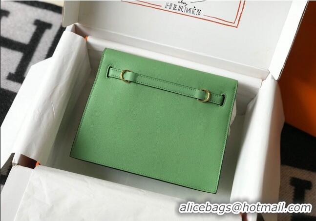 Super Quality Hermes Kelly Danse Bag 22cm in Evercolor Leather H1501 Avocado Green (Half Handmade)