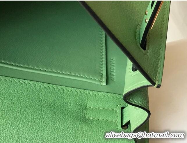 Super Quality Hermes Kelly Danse Bag 22cm in Evercolor Leather H1501 Avocado Green (Half Handmade)