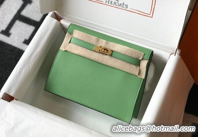 Super Quality Hermes Kelly Danse Bag 22cm in Evercolor Leather H1501 Avocado Green (Half Handmade)