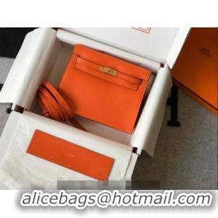 Reasonable Price Hermes Kelly Danse Bag 22cm in Evercolor Leather H1501 Orange (Half Handmade)