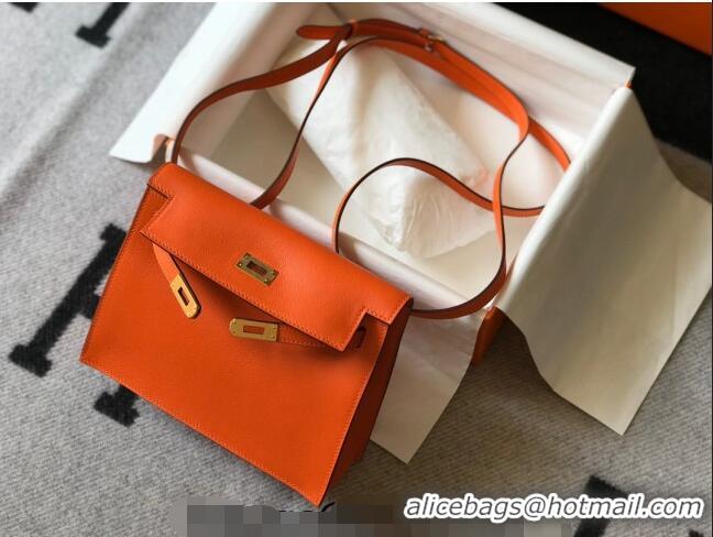 Reasonable Price Hermes Kelly Danse Bag 22cm in Evercolor Leather H1501 Orange (Half Handmade)