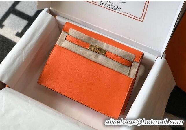 Reasonable Price Hermes Kelly Danse Bag 22cm in Evercolor Leather H1501 Orange (Half Handmade)