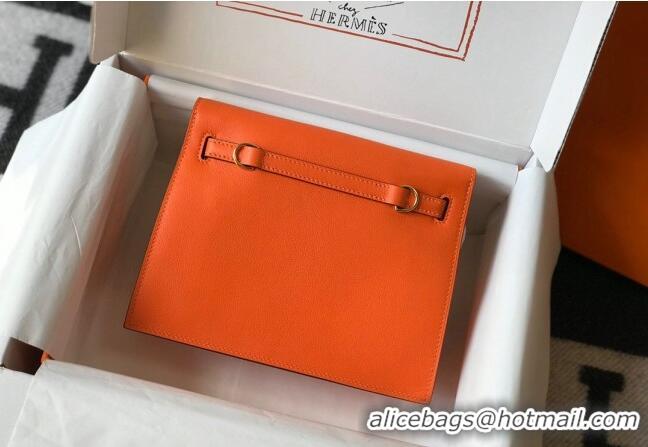 Reasonable Price Hermes Kelly Danse Bag 22cm in Evercolor Leather H1501 Orange (Half Handmade)