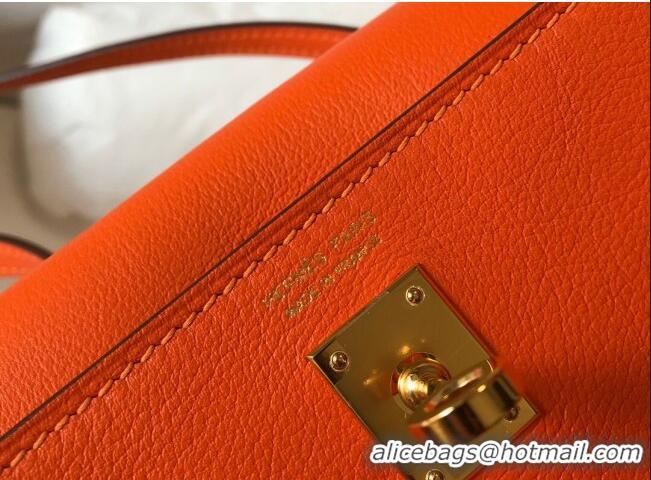 Reasonable Price Hermes Kelly Danse Bag 22cm in Evercolor Leather H1501 Orange (Half Handmade)