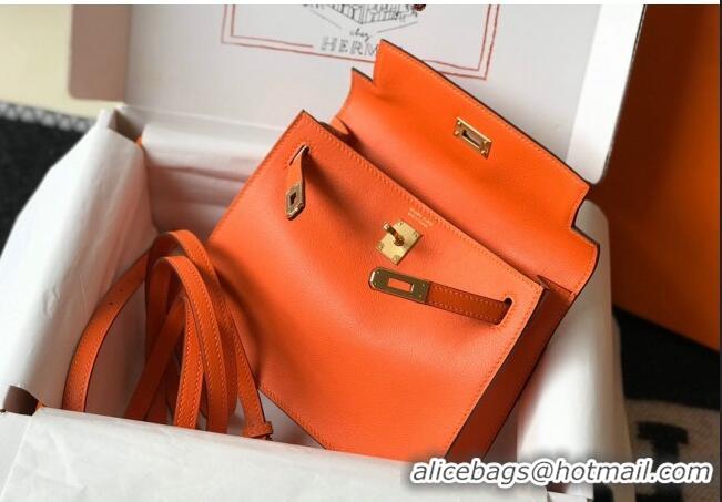 Reasonable Price Hermes Kelly Danse Bag 22cm in Evercolor Leather H1501 Orange (Half Handmade)