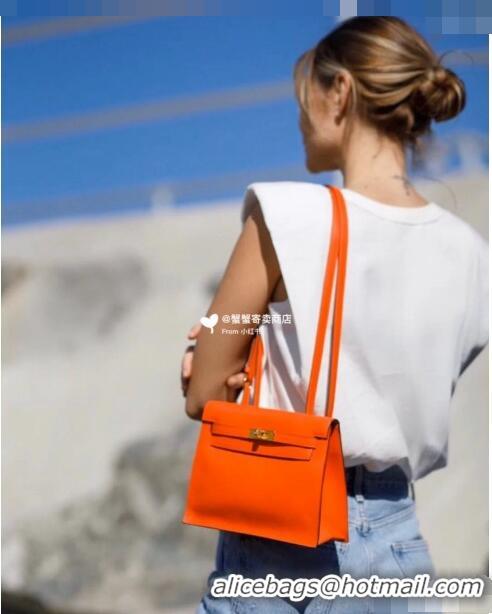 Reasonable Price Hermes Kelly Danse Bag 22cm in Evercolor Leather H1501 Orange (Half Handmade)