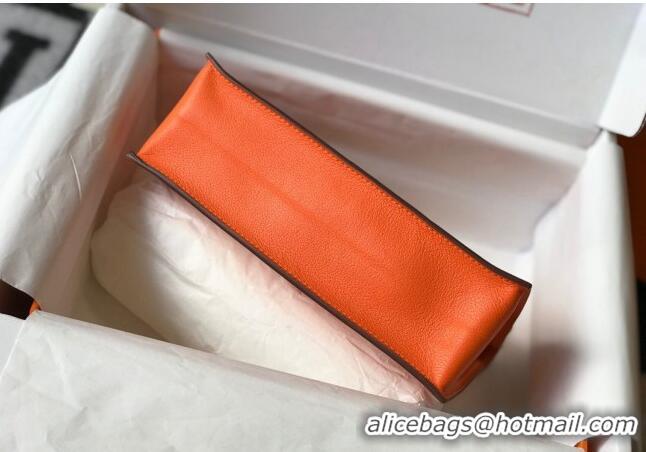 Reasonable Price Hermes Kelly Danse Bag 22cm in Evercolor Leather H1501 Orange (Half Handmade)