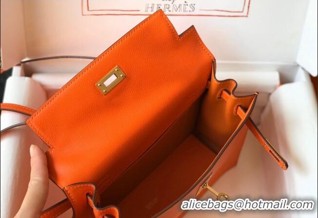 Reasonable Price Hermes Kelly Danse Bag 22cm in Evercolor Leather H1501 Orange (Half Handmade)