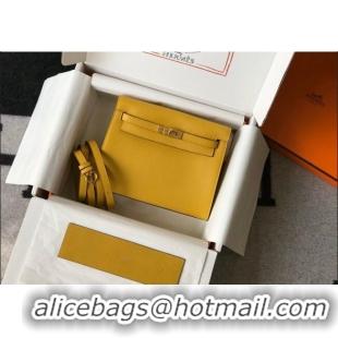 Inexpensive Hermes Kelly Danse Bag 22cm in Evercolor Leather H1501 Amber Yellow (Half Handmade)