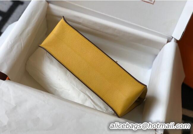 Inexpensive Hermes Kelly Danse Bag 22cm in Evercolor Leather H1501 Amber Yellow (Half Handmade)