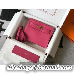 Promotional Hermes Kelly Danse Bag 22cm in Evercolor Leather H1501 Fushcia Pink (Half Handmade)