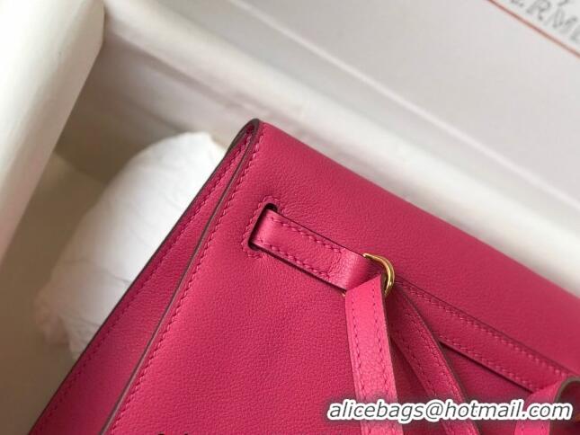 Promotional Hermes Kelly Danse Bag 22cm in Evercolor Leather H1501 Fushcia Pink (Half Handmade)