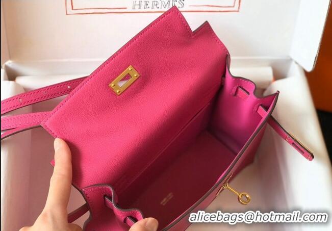 Promotional Hermes Kelly Danse Bag 22cm in Evercolor Leather H1501 Fushcia Pink (Half Handmade)