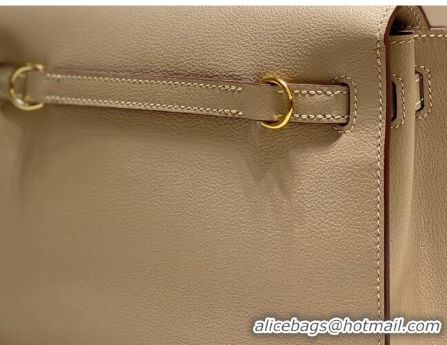 Most Popular Hermes Kelly Danse Bag 22cm in Evercolor Leather H1508 Coat Grey/Gold (Half Handmade)