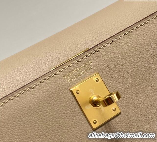 Most Popular Hermes Kelly Danse Bag 22cm in Evercolor Leather H1508 Coat Grey/Gold (Half Handmade)