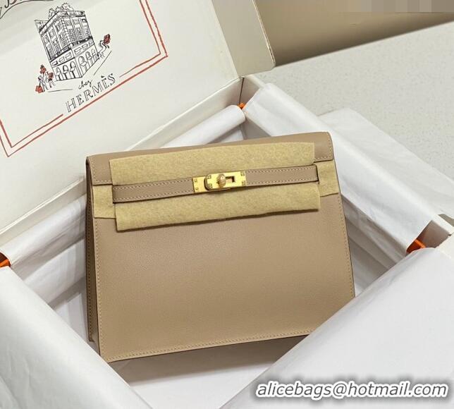 Most Popular Hermes Kelly Danse Bag 22cm in Evercolor Leather H1508 Coat Grey/Gold (Half Handmade)