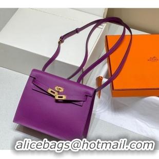 Best Price Hermes Kelly Danse Bag 22cm in Evercolor Leather H1508 Anemone Purple/Gold (Half Handmade)