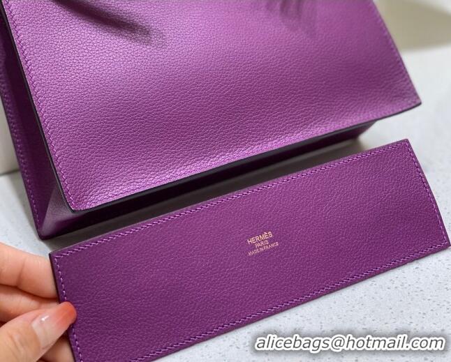 Best Price Hermes Kelly Danse Bag 22cm in Evercolor Leather H1508 Anemone Purple/Gold (Half Handmade)