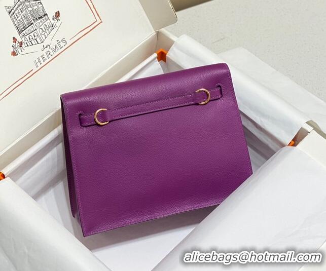 Best Price Hermes Kelly Danse Bag 22cm in Evercolor Leather H1508 Anemone Purple/Gold (Half Handmade)