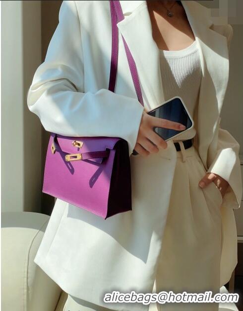 Best Price Hermes Kelly Danse Bag 22cm in Evercolor Leather H1508 Anemone Purple/Gold (Half Handmade)