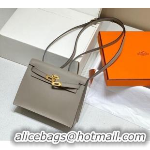 Most Popular Hermes Kelly Danse Bag 22cm in Evercolor Leather H1508 Pitch Grey/Gold (Half Handmade)