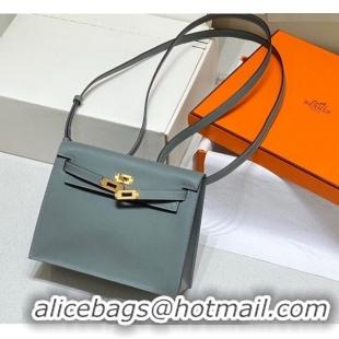 Promotional Hermes Kelly Danse Bag 22cm in Evercolor Leather H1508 Almond Green/Gold (Half Handmade)