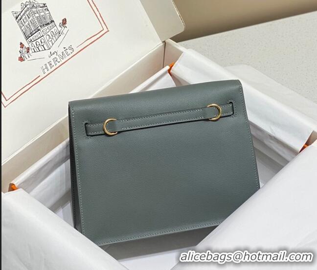 Promotional Hermes Kelly Danse Bag 22cm in Evercolor Leather H1508 Almond Green/Gold (Half Handmade)