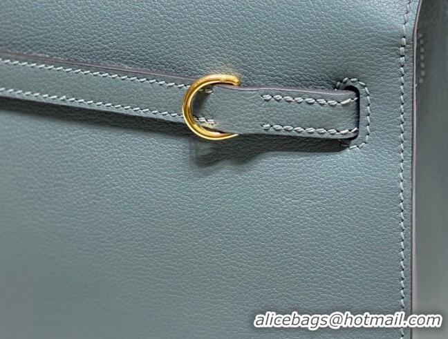 Promotional Hermes Kelly Danse Bag 22cm in Evercolor Leather H1508 Almond Green/Gold (Half Handmade)