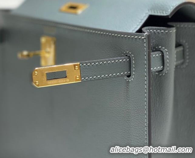 Promotional Hermes Kelly Danse Bag 22cm in Evercolor Leather H1508 Almond Green/Gold (Half Handmade)