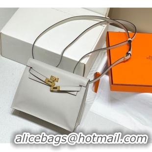 Free Shipping Hermes Kelly Danse Bag 22cm in Evercolor Leather H1508 Pearly Grey/Gold (Half Handmade)