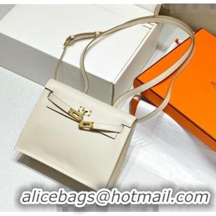 Super Quality Hermes Kelly Danse Bag 22cm in Evercolor Leather H1508 Cream White/Gold (Half Handmade)