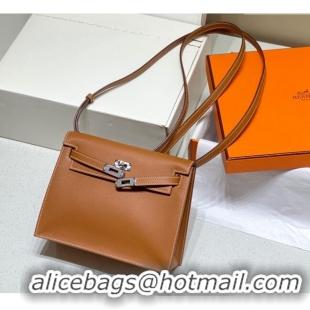 Traditional Discount Hermes Kelly Danse Bag 22cm in Evercolor Leather H1508 Brown/Silver (Half Handmade)