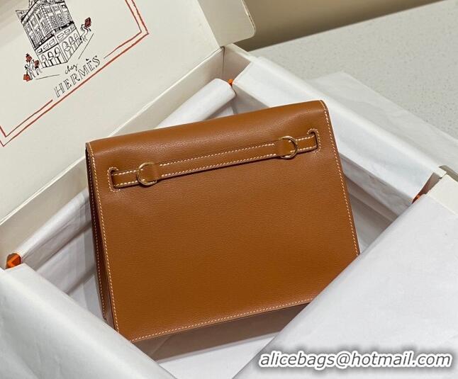 Well Crafted Hermes Kelly Danse Bag 22cm in Evercolor Leather H1508 Brown/Gold (Half Handmade)