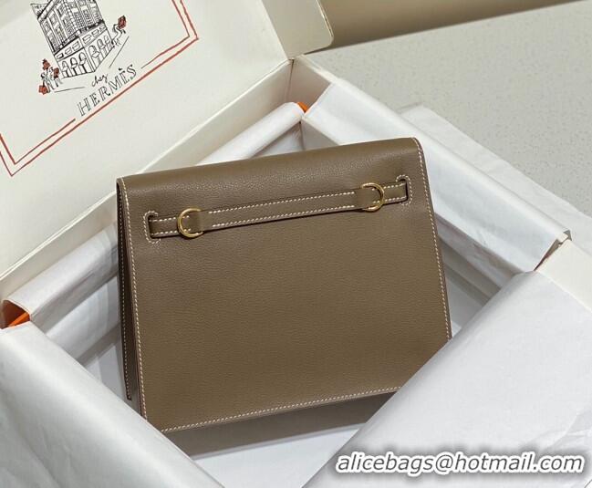 Good Quality Hermes Kelly Danse Bag 22cm in Evercolor Leather H1508 Dark Grey/Gold (Half Handmade)