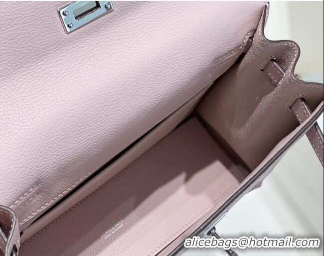 Grade Price Hermes Kelly Danse Bag 22cm in Evercolor Leather H1508 Dreamy Purple/Silver (Half Handmade)