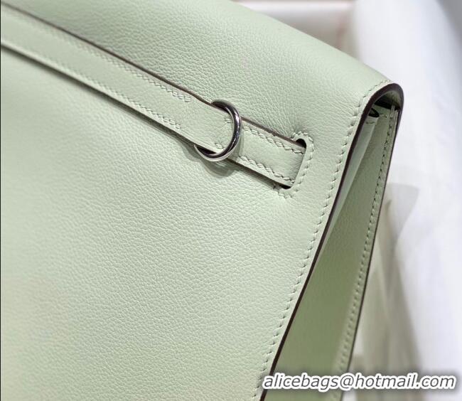 Most Popular Hermes Kelly Danse Bag 22cm in Evercolor Leather H1508 Bubble Green/Silver (Half Handmade)