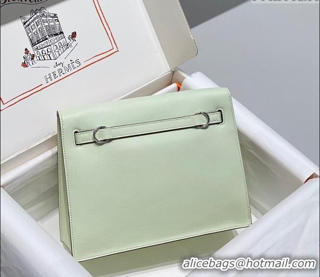 Most Popular Hermes Kelly Danse Bag 22cm in Evercolor Leather H1508 Bubble Green/Silver (Half Handmade)